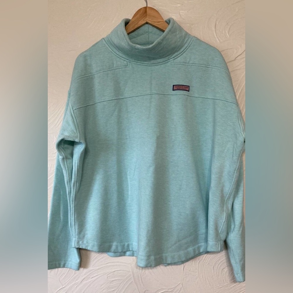 Vineyard Vines Funnel Neck Shep Shirt Pullover Crystal Blue Heather Size L XL